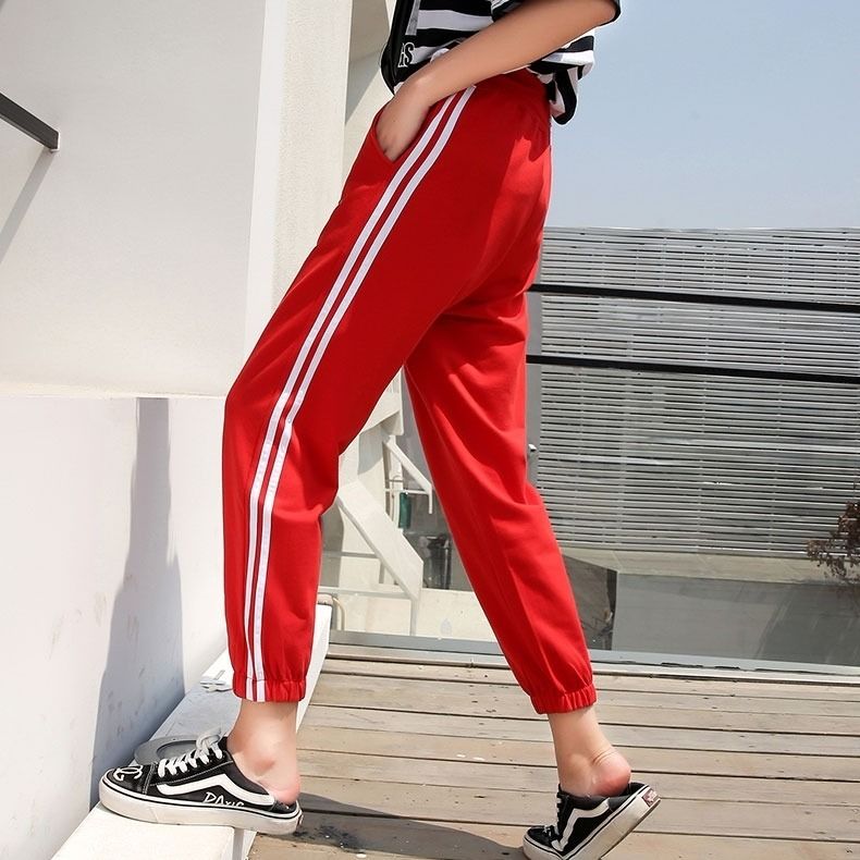 Summer new style ice silk cotton sweatpants student loose all-match casual nine-point harem pants