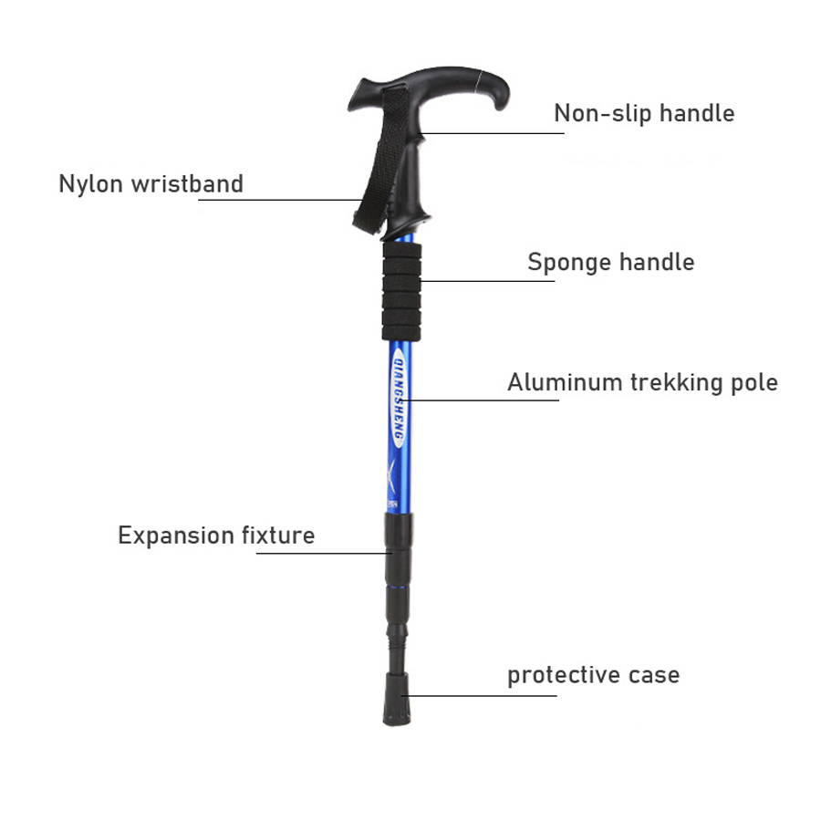 Outdoor climbing stick multi-functional aluminum alloy ultra light walking stick