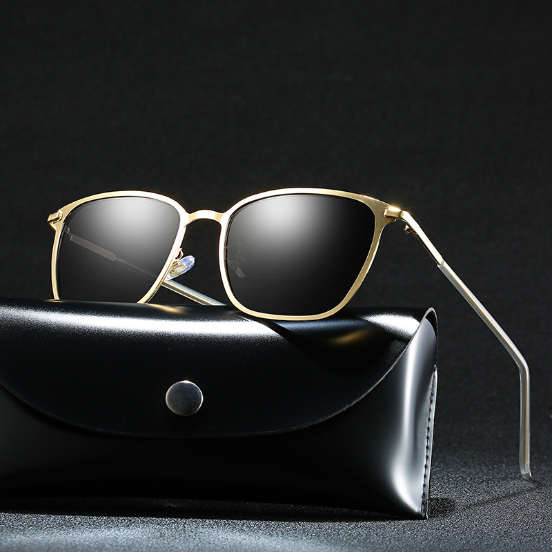 Polarized sunglasses metal polarized square Sunglasses driver's night vision glasses