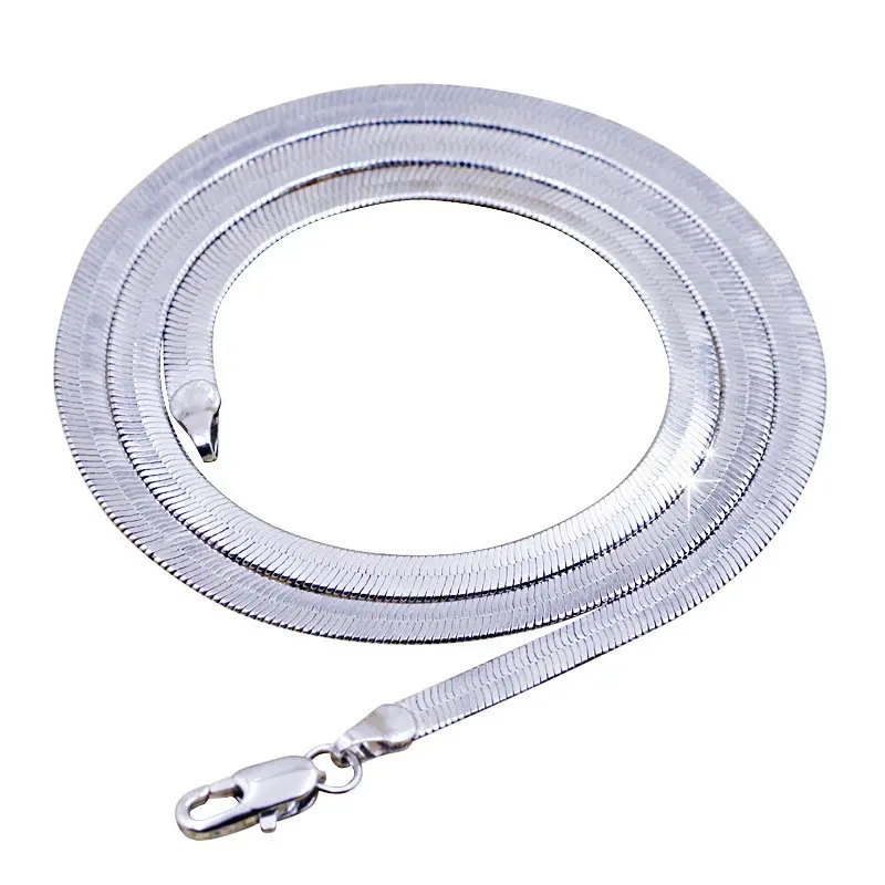 Silver plated temperament necklace for men and women fashion short clavicle flat snake bone chain