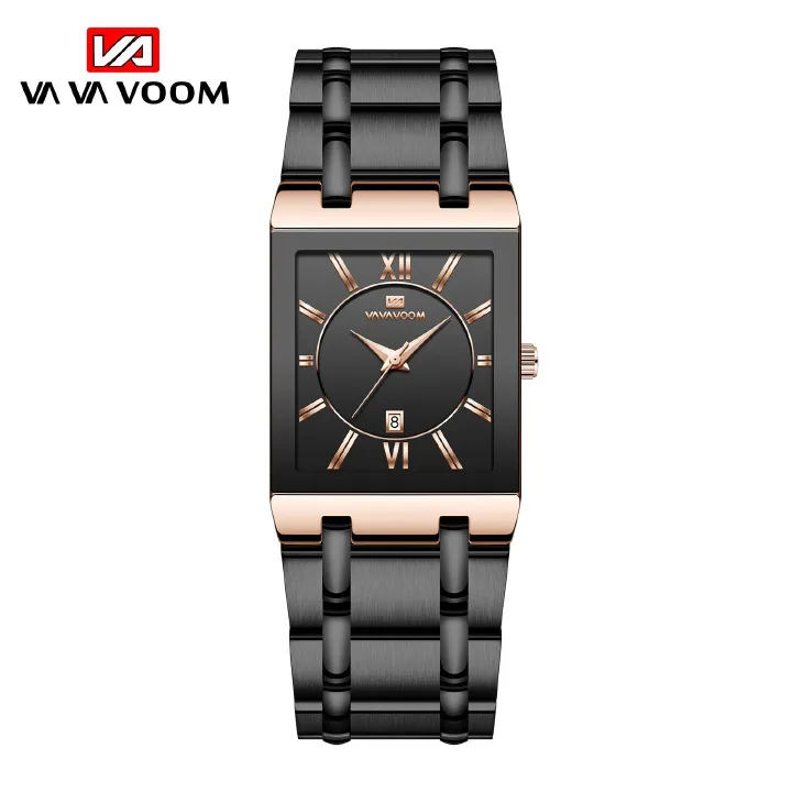 VA VA VOOM Brand fashion watches for men and women non-automatic mechanical square  Stainless steel strap watchs business calendar quartz waterproof watche