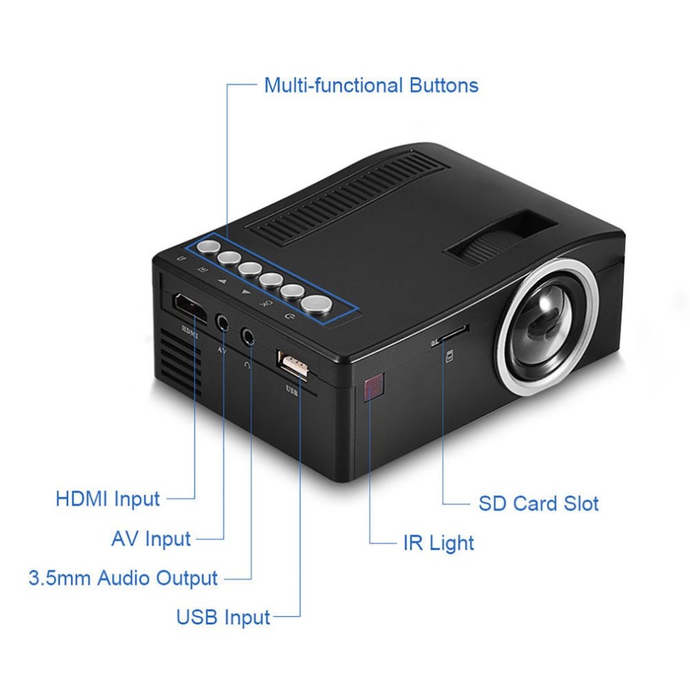 Portable LED LCD Projector Display Home Theater Cinema HD 1080p Proyector HDMI USB AV VGA SD Media
