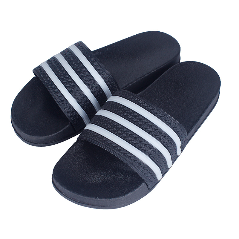 Household Shoes men's simple striped slippers women's sandals couple indoor antiskid bath slippers