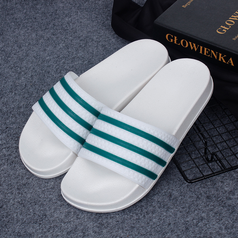 Household Shoes men's simple striped slippers women's sandals couple indoor antiskid bath slippers