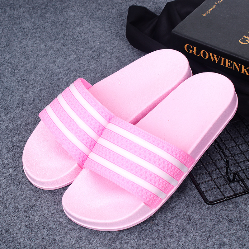 Household Shoes men's simple striped slippers women's sandals couple indoor antiskid bath slippers