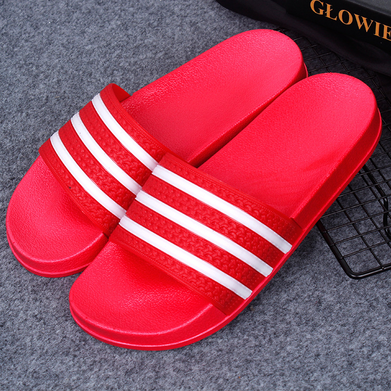 Household Shoes men's simple striped slippers women's sandals couple indoor antiskid bath slippers
