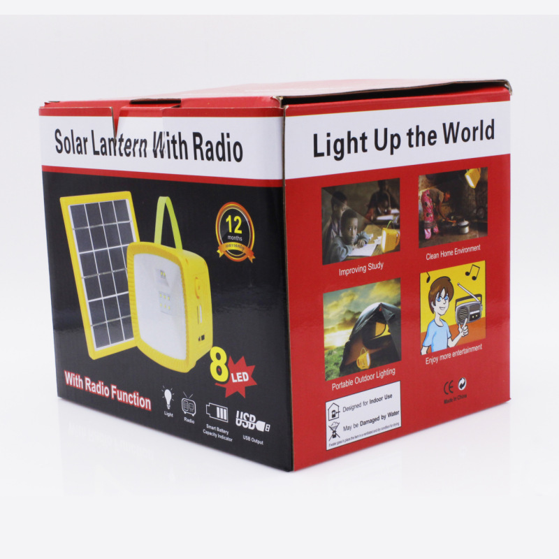 Mobile phone emergency charging outdoor solar portable camping lamp with FM radio