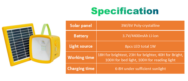 Mobile phone emergency charging outdoor solar portable camping lamp with FM radio