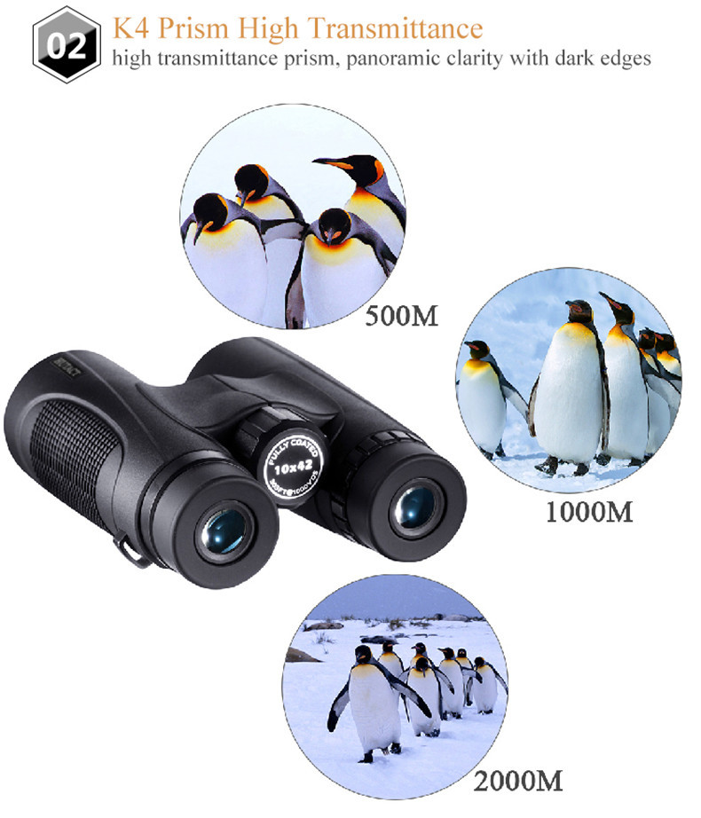 Outdoor bird watching and fishing 10X42 large objective binoculars 16.5 large prism