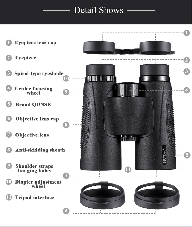 Outdoor bird watching and fishing 10X42 large objective binoculars 16.5 large prism