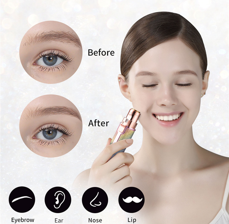 New electric eyebrow trimmer USB charging lipstick lady shaver 2 in 1 electric eyebrow trimmer