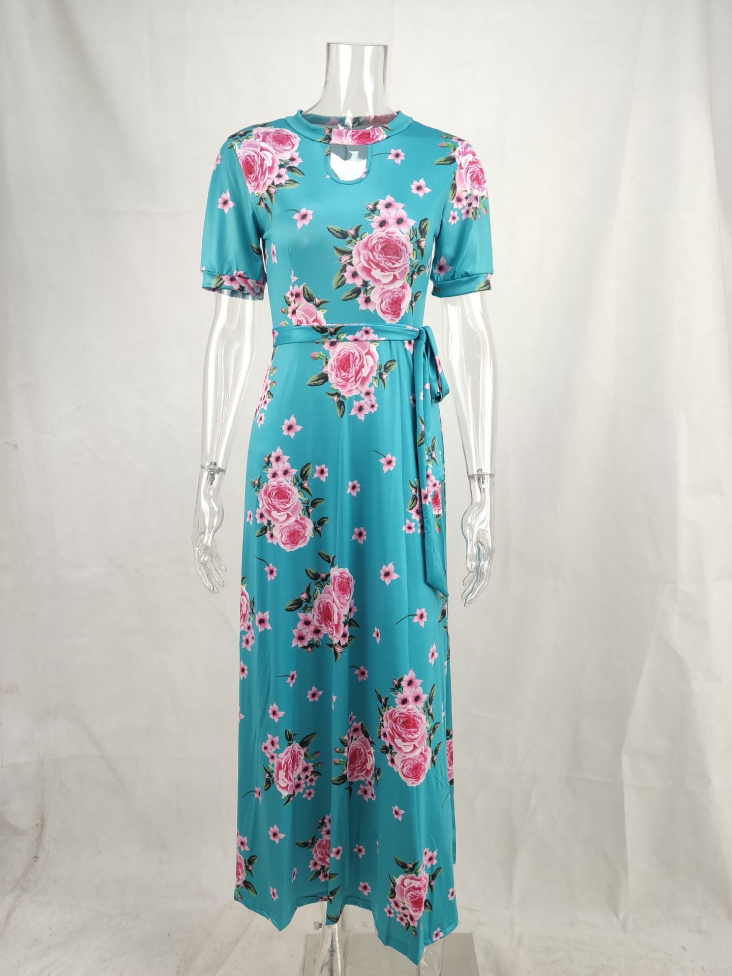 Sexy fashion digital printing European and American fashion swing skirt dress