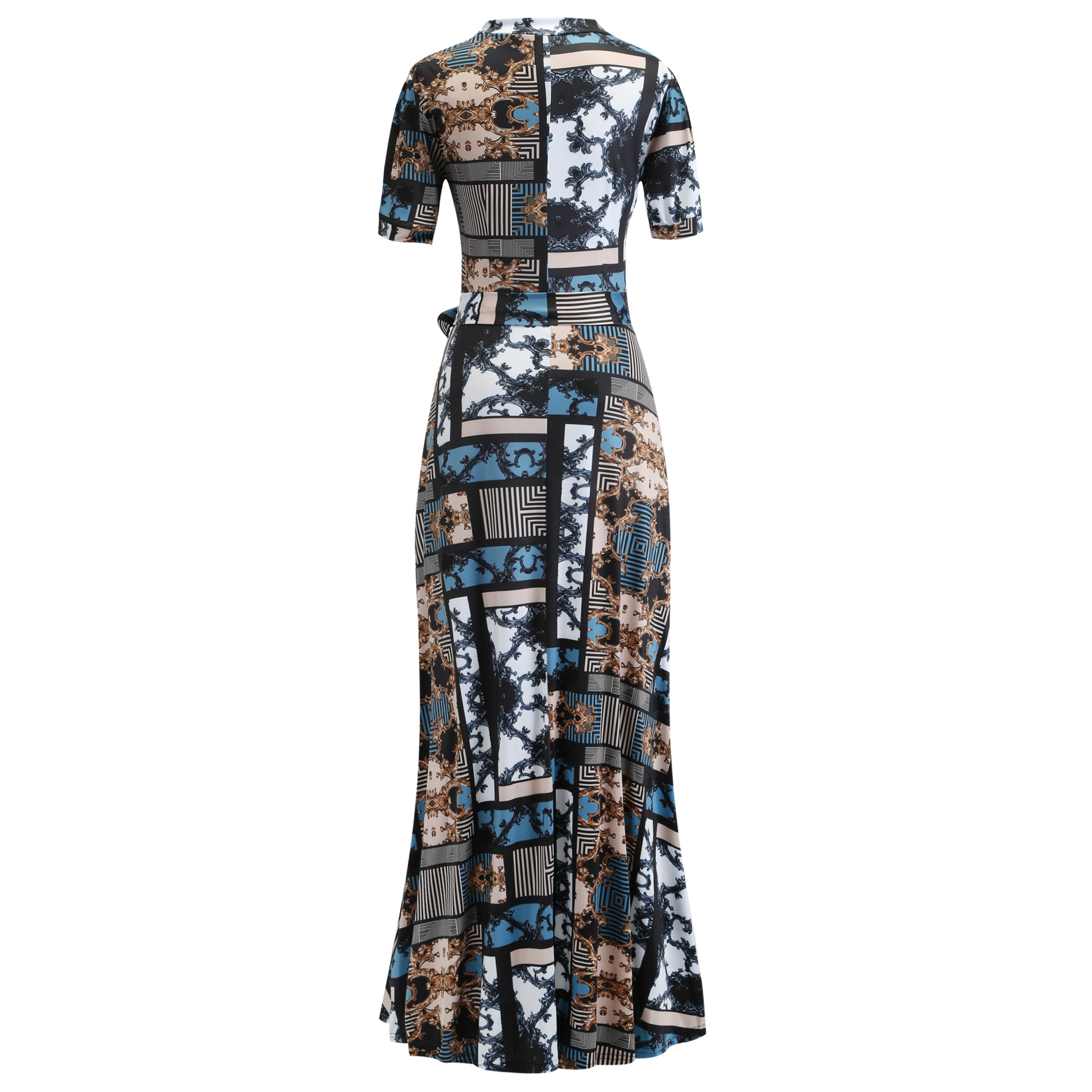 Sexy fashion digital printing European and American fashion swing skirt dress