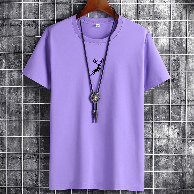 Men's short sleeve T-shirt summer loose casual trend round neck bottom shirt half sleeve