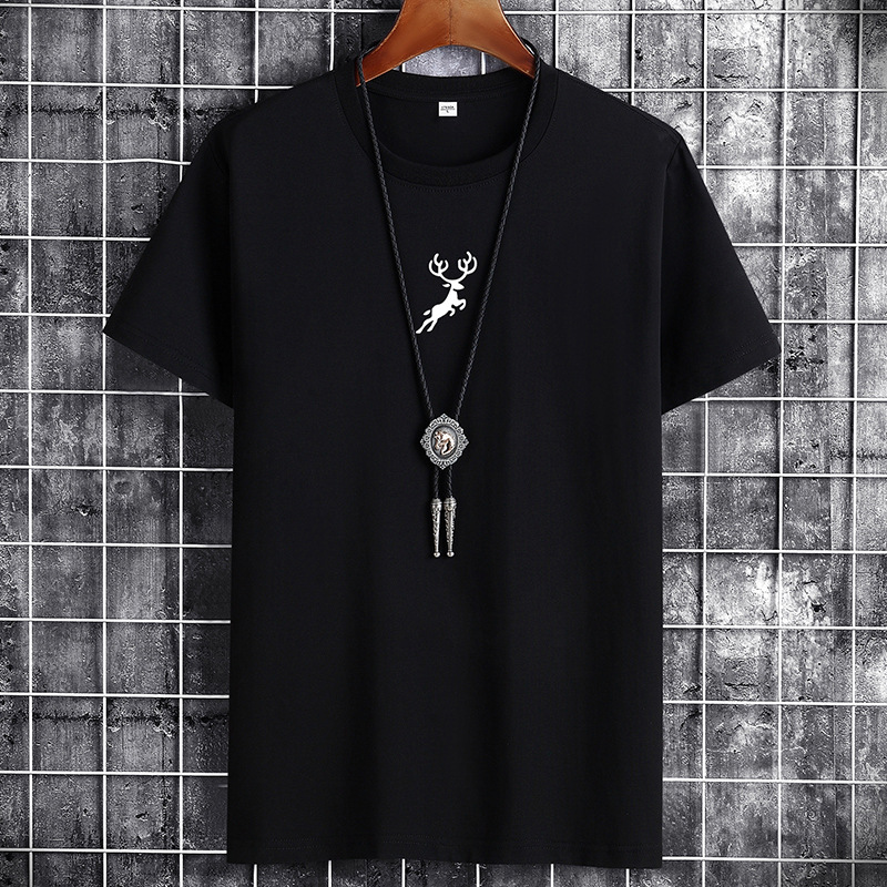 Men's short sleeve T-shirt summer loose casual trend round neck bottom shirt half sleeve