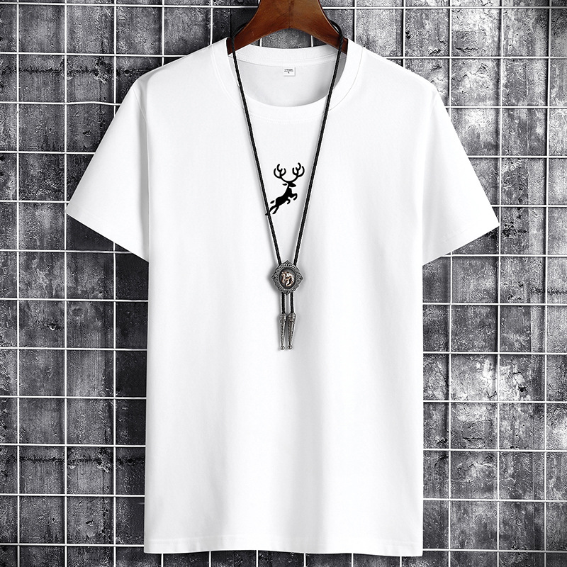 Men's short sleeve T-shirt summer loose casual trend round neck bottom shirt half sleeve