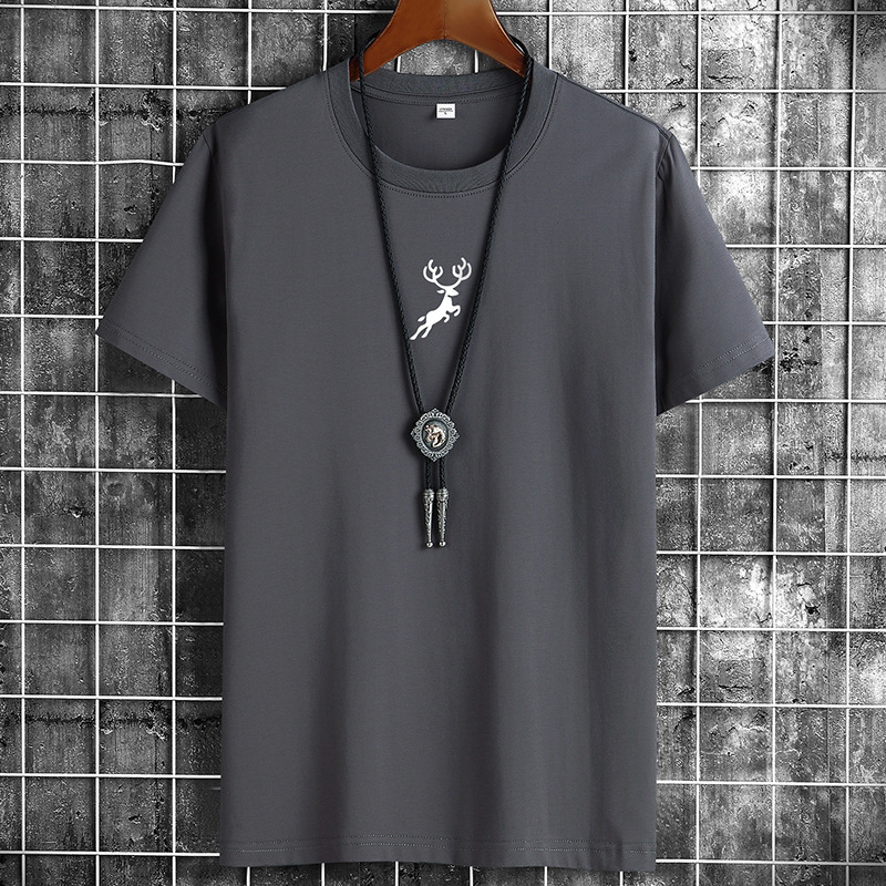 Men's short sleeve T-shirt summer loose casual trend round neck bottom shirt half sleeve