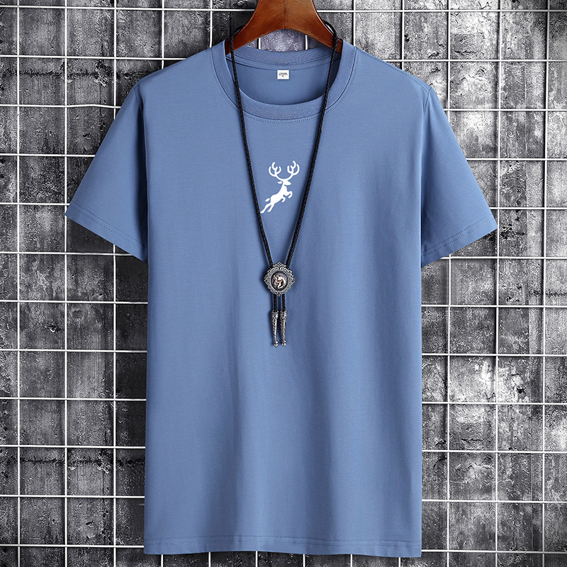 Men's short sleeve T-shirt summer loose casual trend round neck bottom shirt half sleeve
