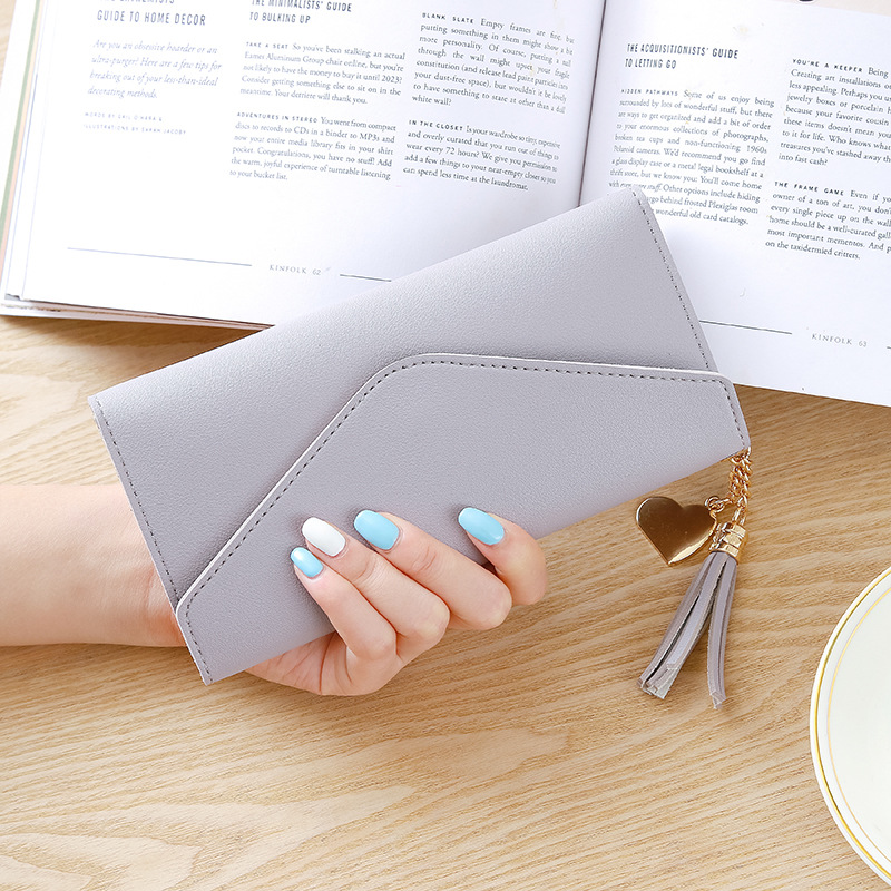 Korean new long style heart-shaped pendant simple fashion small fresh litchi pattern women's purse