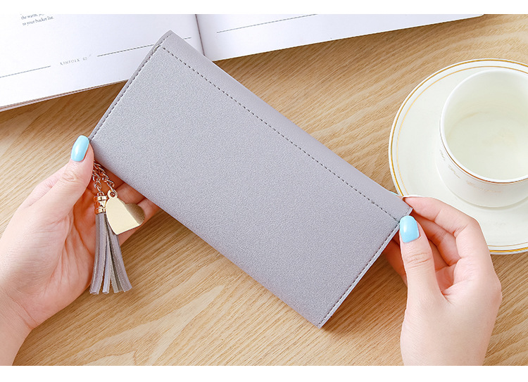 Korean new long style heart-shaped pendant simple fashion small fresh litchi pattern women's purse