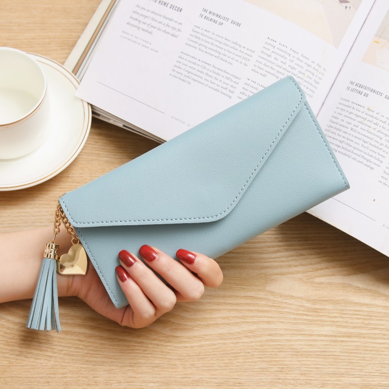 Korean new long style heart-shaped pendant simple fashion small fresh litchi pattern women's purse