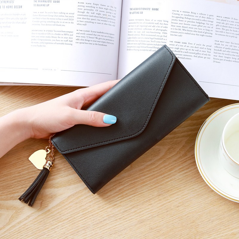 Korean new long style heart-shaped pendant simple fashion small fresh litchi pattern women's purse