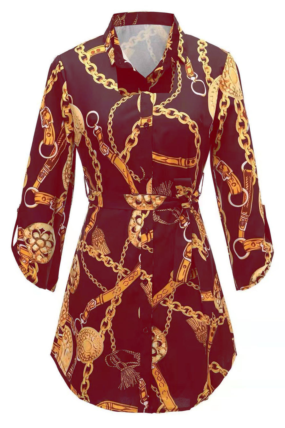 Butterfly skirt 2021 new autumn and winter fashion sexy gold chain skirt print dress