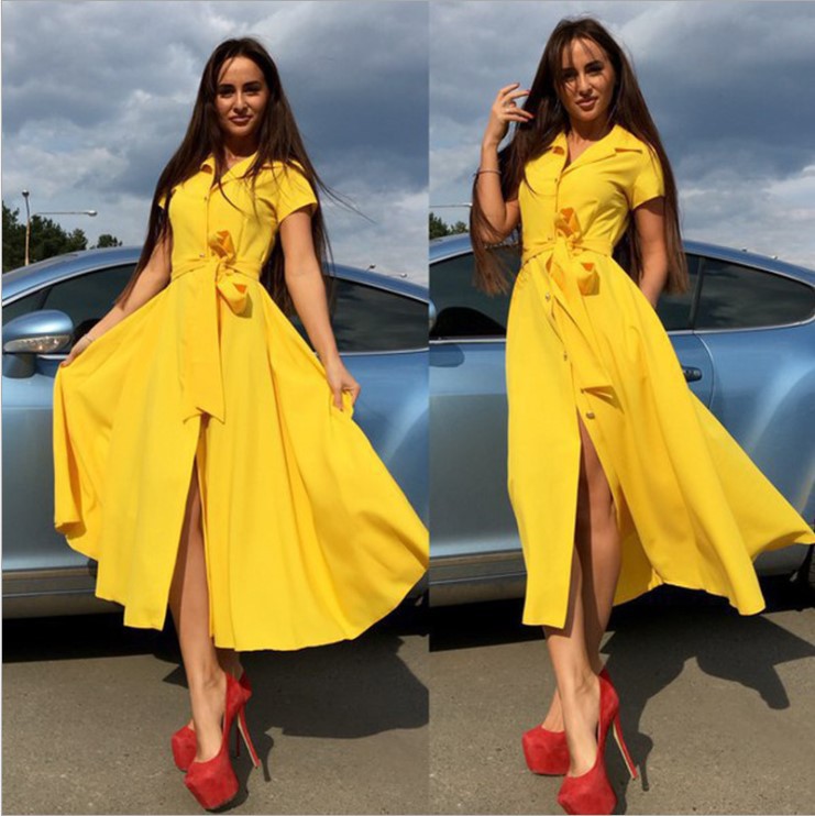 2021 Summer Hot Blue sexy long slit dress skirt
