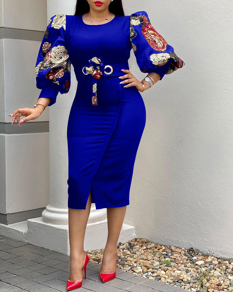Skirt 2021 summer European and American women's temperament commuter Large Print Dress