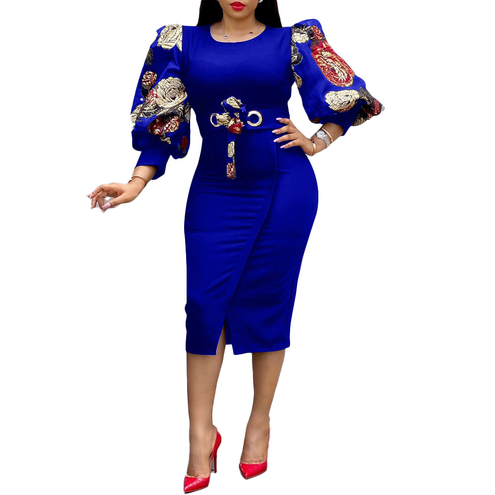 Skirt 2021 summer European and American women's temperament commuter Large Print Dress