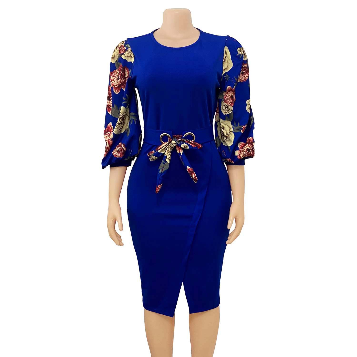 Skirt 2021 summer European and American women's temperament commuter Large Print Dress