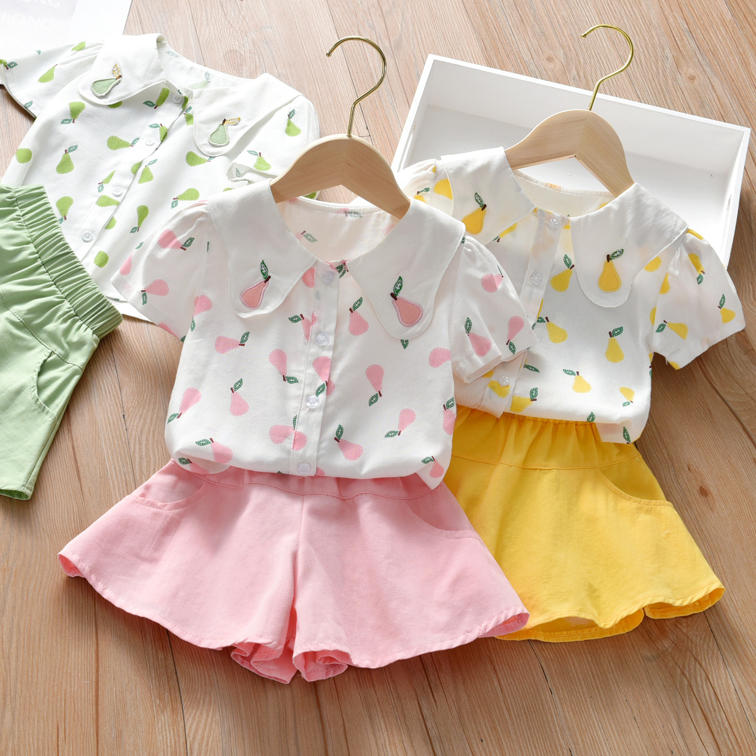 Girls' suit summer 2021 new children's short sleeve two piece suit fashionable baby Korean dress