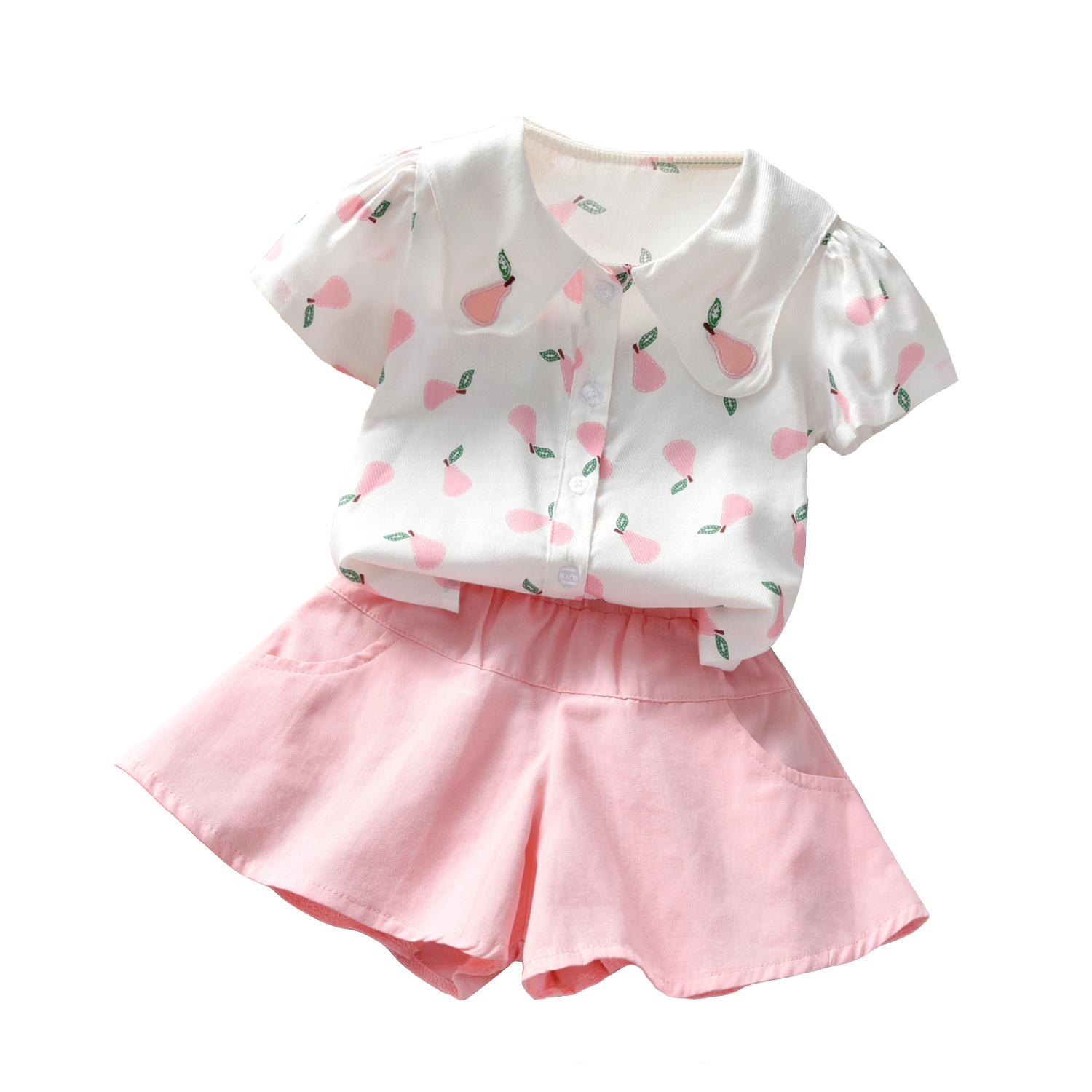 Girls' suit summer 2021 new children's short sleeve two piece suit fashionable baby Korean dress