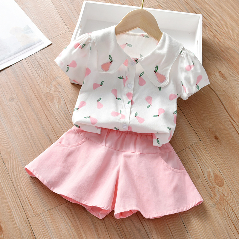 Girls' suit summer 2021 new children's short sleeve two piece suit fashionable baby Korean dress