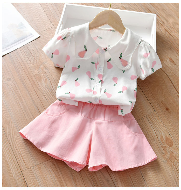 Girls' suit summer 2021 new children's short sleeve two piece suit fashionable baby Korean dress