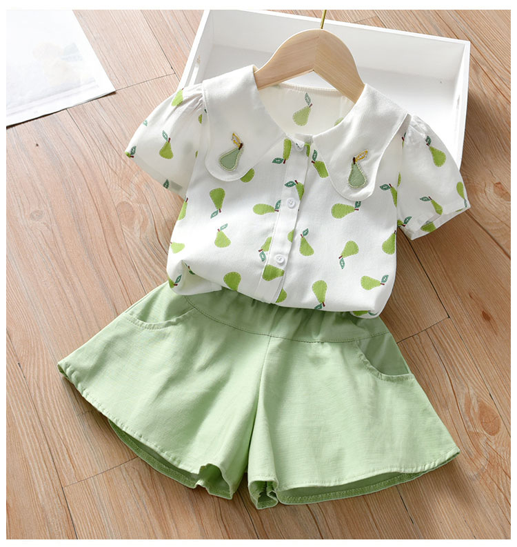 Girls' suit summer 2021 new children's short sleeve two piece suit fashionable baby Korean dress