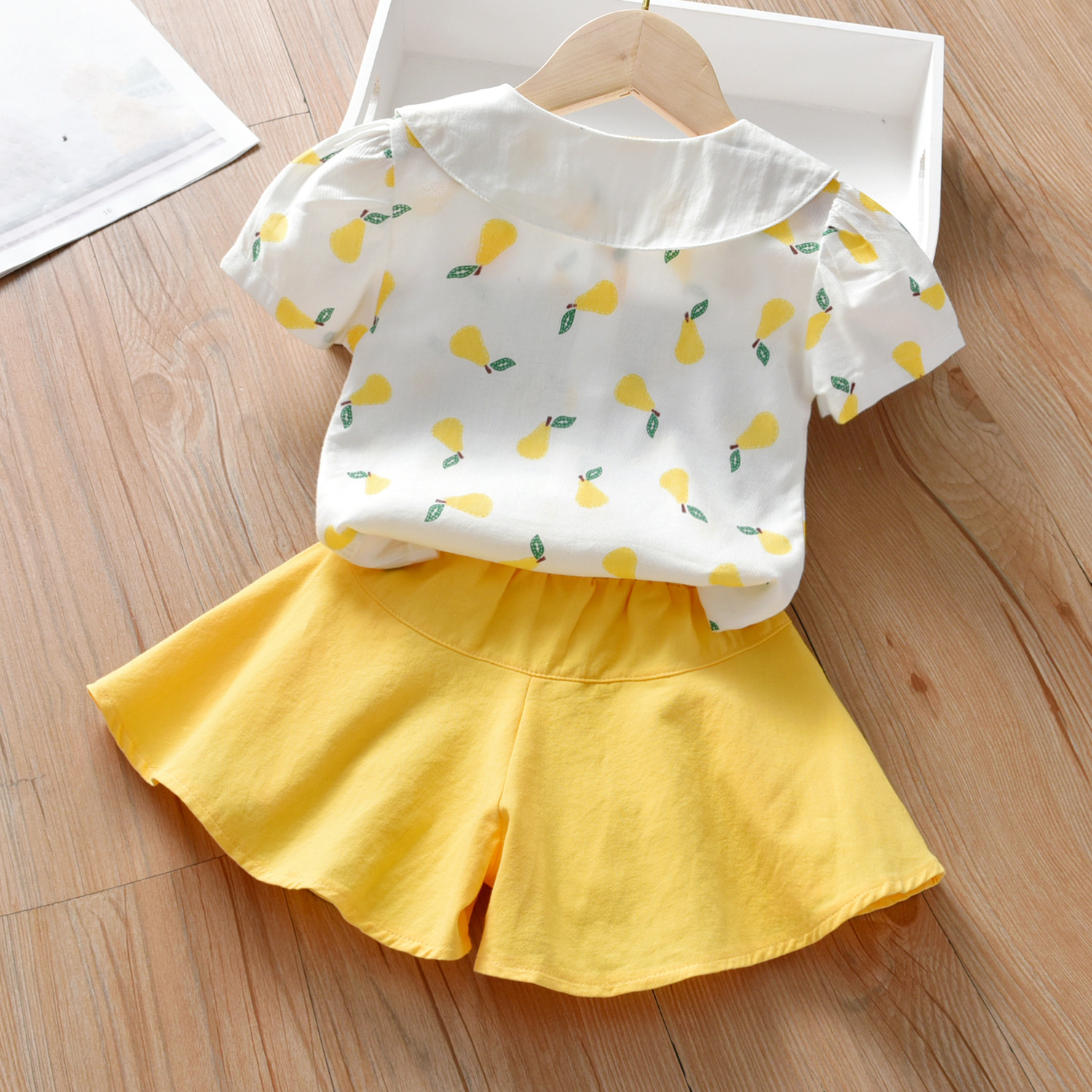 Girls' suit summer 2021 new children's short sleeve two piece suit fashionable baby Korean dress