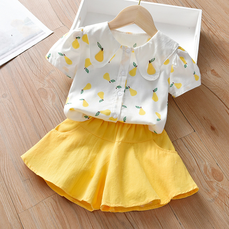 Girls' suit summer 2021 new children's short sleeve two piece suit fashionable baby Korean dress