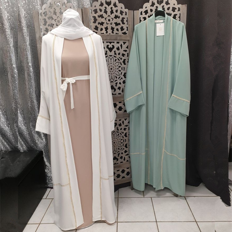 2021 Muslim stitched cardigan women's Robe