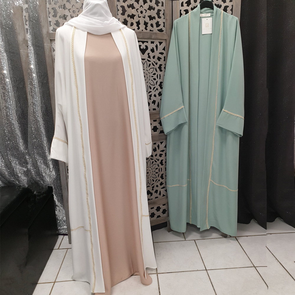 2021 Muslim stitched cardigan women's Robe