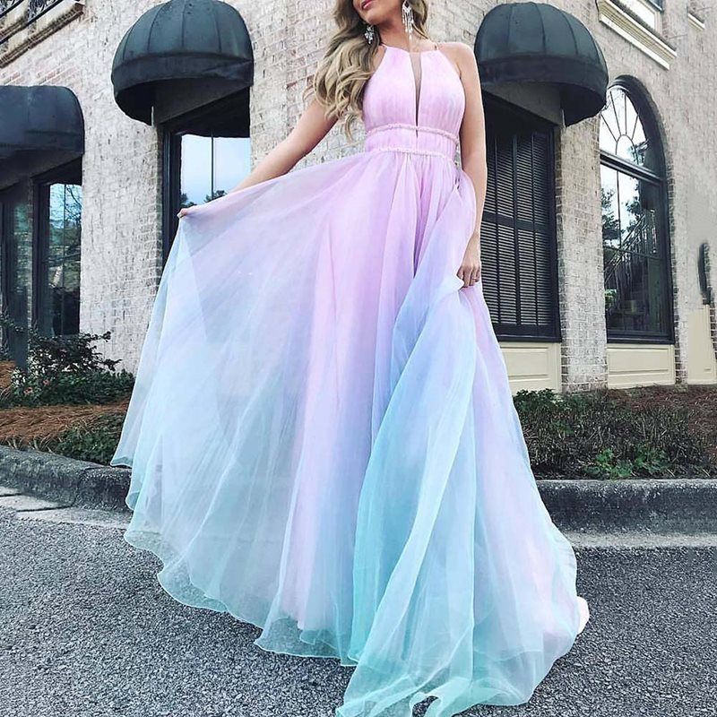 2021 New European and American women's new women's Printed Dress Sexy deep V dress long skirt