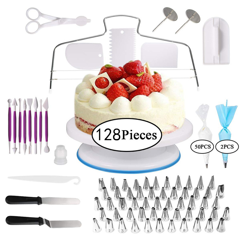 128pcs Cake turntable set cake mounting mouth anti slip turntable spatula