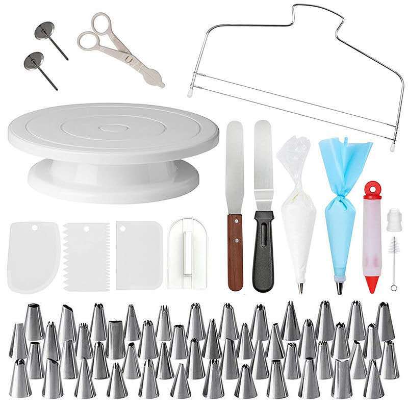 73Pcs Cake turntable set flower mounting bag flower mounting mouth spatula scraper