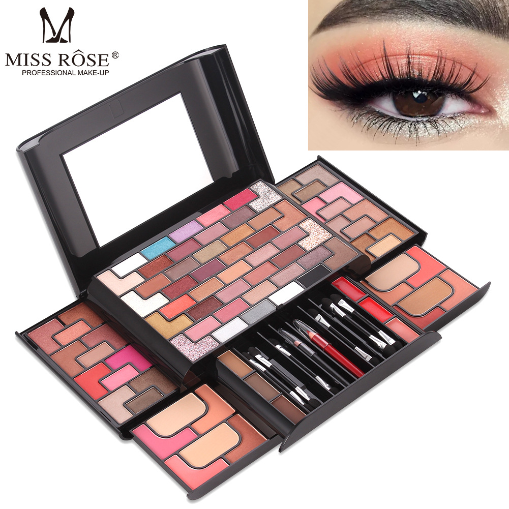68 color eye shadow 8 Color Blush 4 color powder 3 color eyebrow lipstick, gold maze maze makeup set