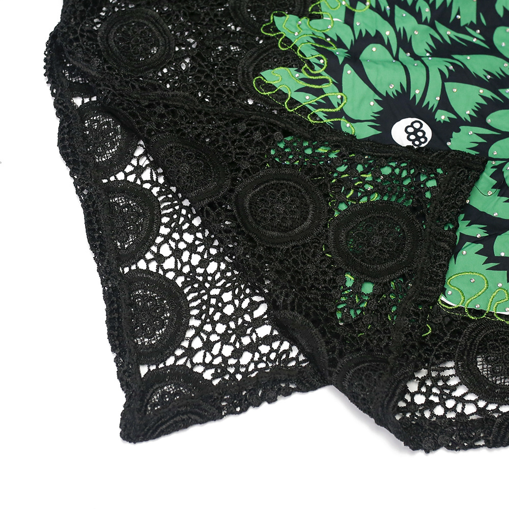 African clothing women's plus size hot diamond lace long skirt green big lotus wax cloth loose waist