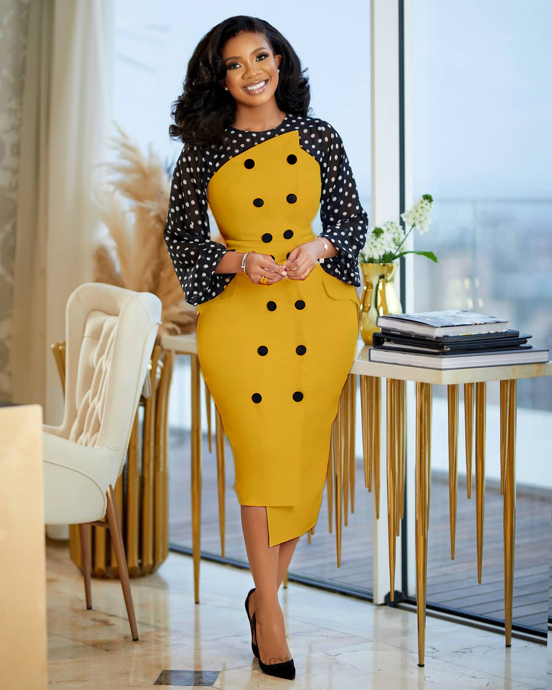 Large women's temperament stitched pencil skirt African dress