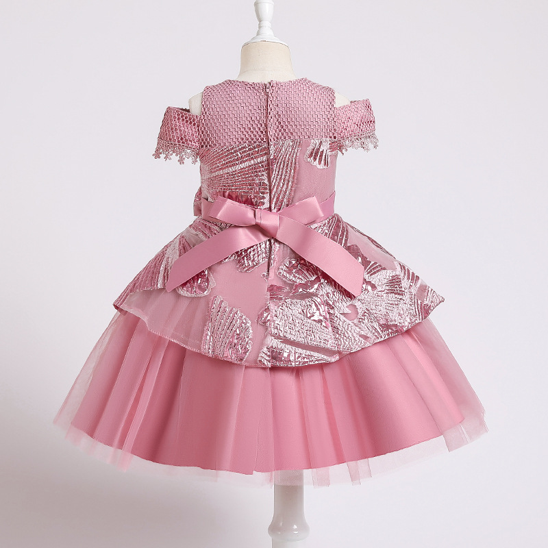 Girls dress princess dress one shoulder wedding dress flower girl Princess Dress host fluffy dress dance performance dress