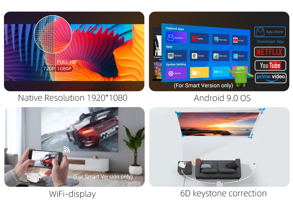 BYINTEK K20X Full HD 1080p Smart LED Home Theater Projector