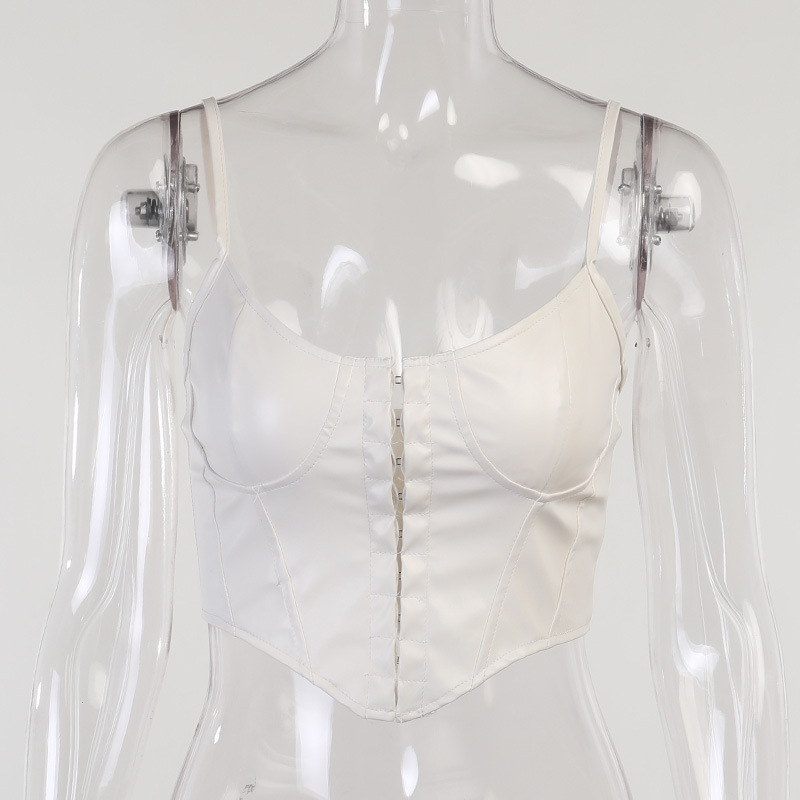 23538P Spring and summer European and American PU leather low-cut breasted straps Temperament nightclub with sexy corset