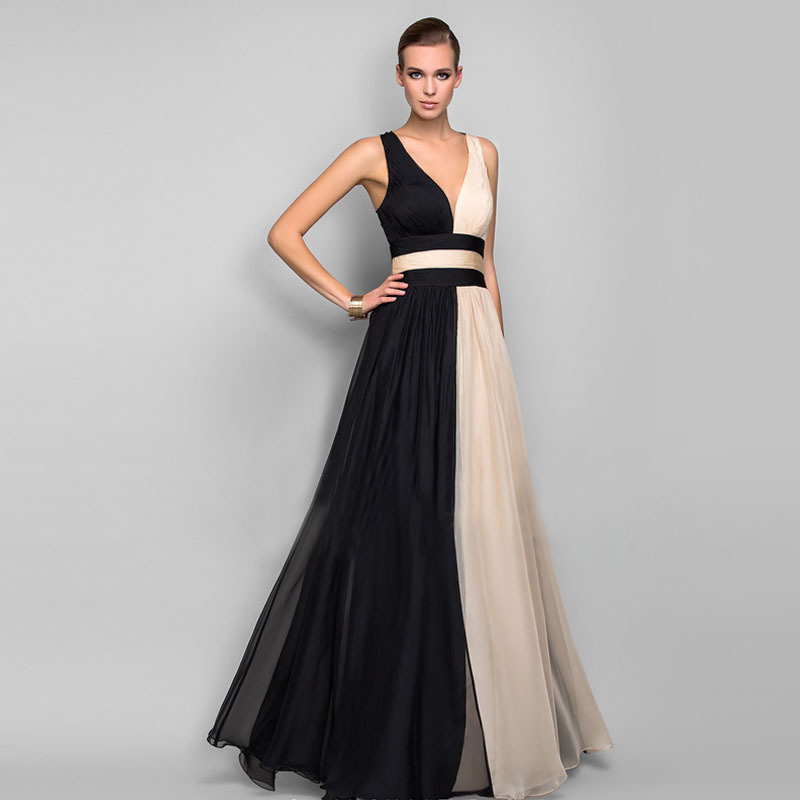 2022 Temperament fashion dress v-neck sleeveless color matching clothes long skirt dress